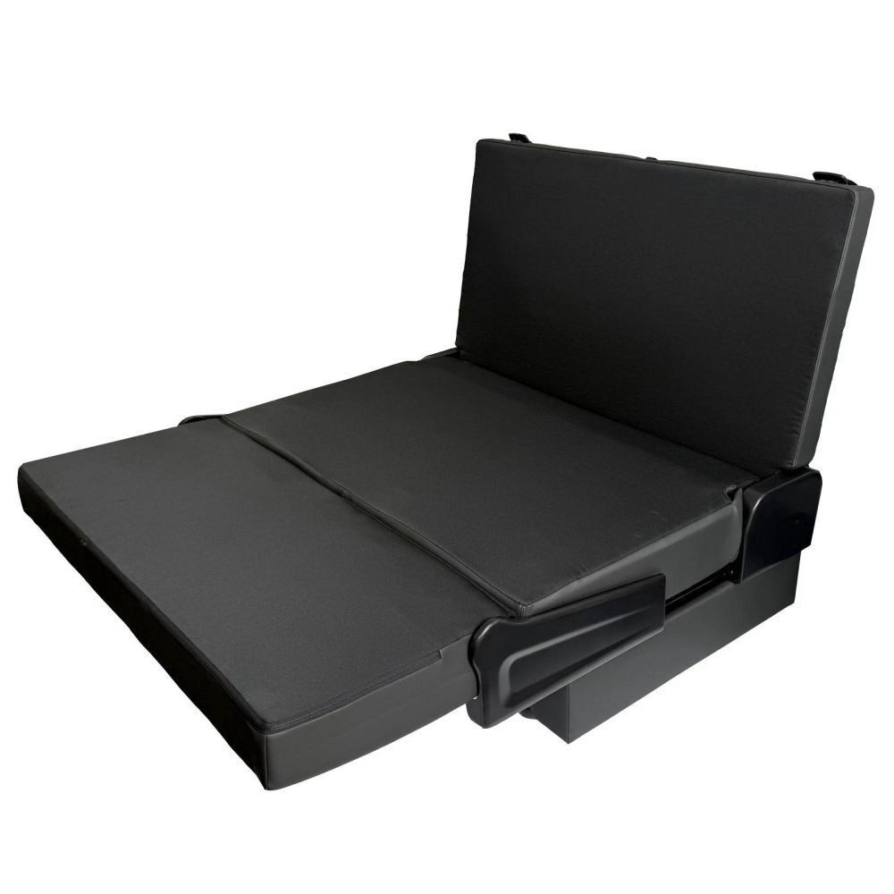 3/4 Black Campervan Rock & Roll Bed – Quilted PU Leather with Seat Belts - Image 5