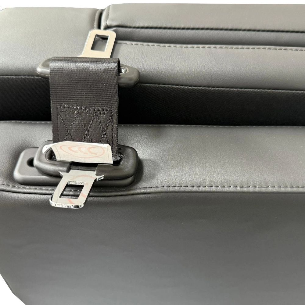 3/4 Black Campervan Rock & Roll Bed – Quilted PU Leather with Seat Belts - Image 9