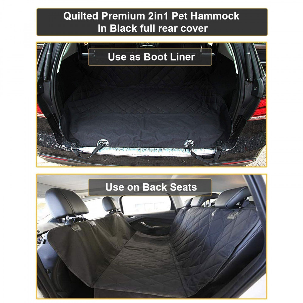 Heavy Duty Universal 3in1 Rear Seat, Quilted Pet Hammock Boot Liner - Image 10