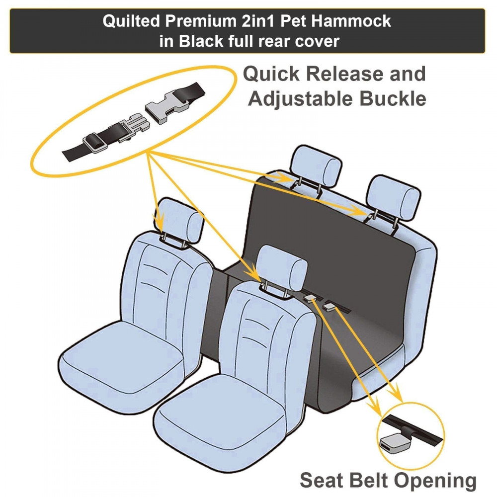 Heavy Duty Universal 3in1 Rear Seat, Quilted Pet Hammock Boot Liner - Image 9
