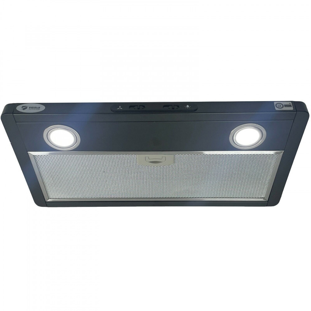 Shield Autocare 12v Camper Exhaust Cooker Hood 2x Downlights Black Stainless Steel - Image 6