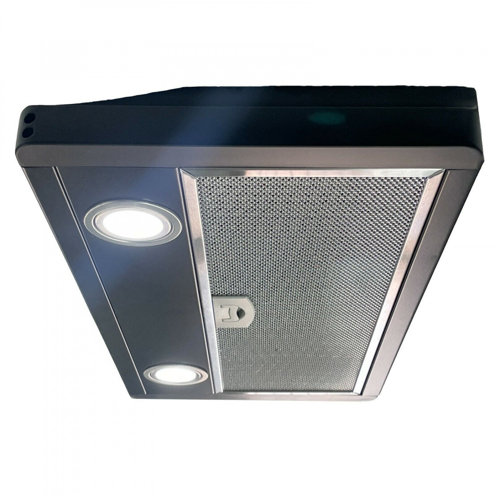 Shield Autocare 12v Camper Exhaust Cooker Hood 2x Downlights Black Stainless Steel - Image 5