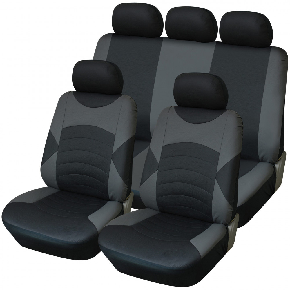 Universal Touring Puto Style 9 Piece Leather Look Car Seat Cover Set - Image 2