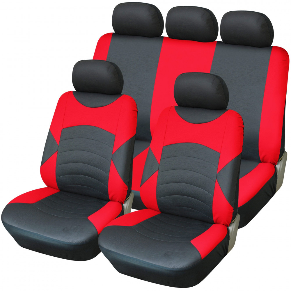 Universal Touring Puto Style 9 Piece Leather Look Car Seat Cover Set - Image 3